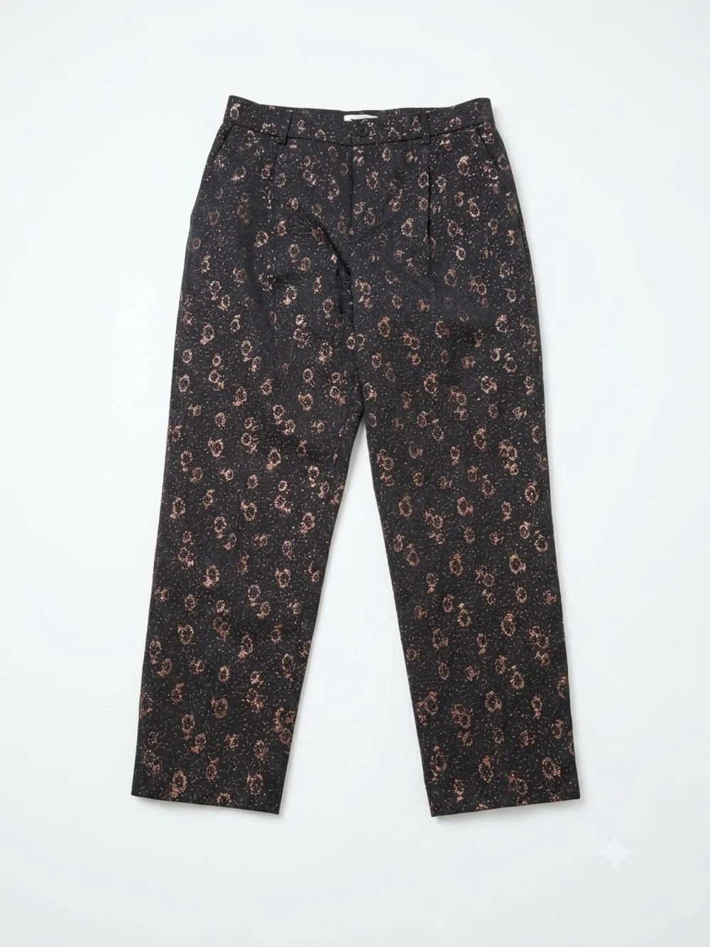 ​NWT COACH Metallic Floral Cropped Tailored Pants Black Jacquard Trousers Size 4